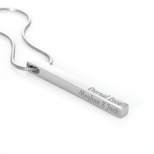Personalized Vertical Bar Necklace – Names, Dates, Coordinates