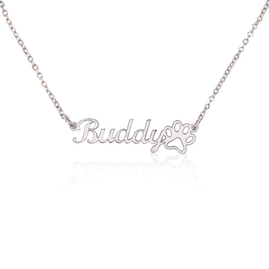 Carry a Reminder of Your Best Friend Everywhere | Pet Paw Print Name Necklace