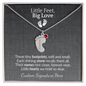 Custom Little Feet Birthstone Necklace - Personalized with Names, Birthstones & Signature - Made in USA