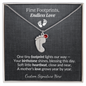 Custom Little Feet Birthstone Necklace - Personalized with Names, Birthstones & Signature - Made in USA