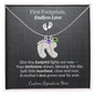 Custom Little Feet Birthstone Necklace - Personalized with Names, Birthstones & Signature - Made in USA