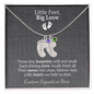Custom Little Feet Birthstone Necklace - Personalized with Names, Birthstones & Signature - Made in USA