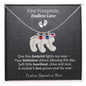 Custom Little Feet Birthstone Necklace - Personalized with Names, Birthstones & Signature - Made in USA