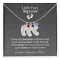 Custom Little Feet Birthstone Necklace - Personalized with Names, Birthstones & Signature - Made in USA