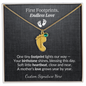Custom Little Feet Birthstone Necklace - Personalized with Names, Birthstones & Signature - Made in USA