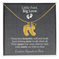 Custom Little Feet Birthstone Necklace - Personalized with Names, Birthstones & Signature - Made in USA