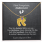 Custom Little Feet Birthstone Necklace - Personalized with Names, Birthstones & Signature - Made in USA