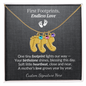 Custom Little Feet Birthstone Necklace - Personalized with Names, Birthstones & Signature - Made in USA