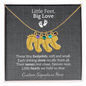 Custom Little Feet Birthstone Necklace - Personalized with Names, Birthstones & Signature - Made in USA