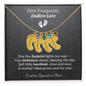 Custom Little Feet Birthstone Necklace - Personalized with Names, Birthstones & Signature - Made in USA