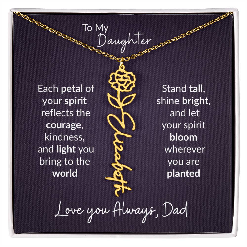 To My Daughter Flower Name Necklace – Dad to Daughter Gift