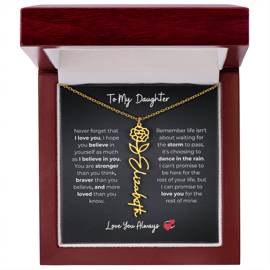 To My Daughter – Personalized Flower Name Necklace