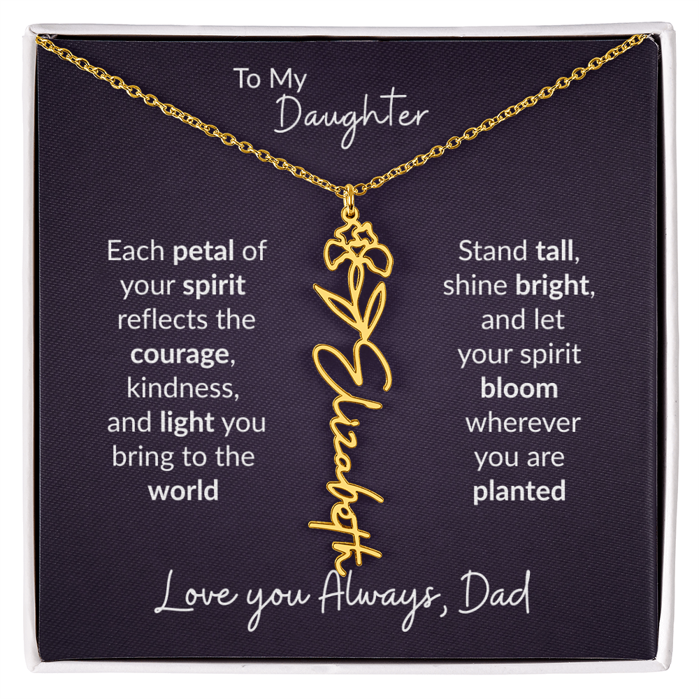 To My Daughter Flower Name Necklace – Dad to Daughter Gift
