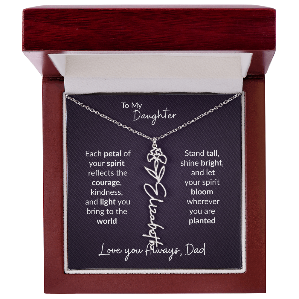 To My Daughter Flower Name Necklace – Dad to Daughter Gift