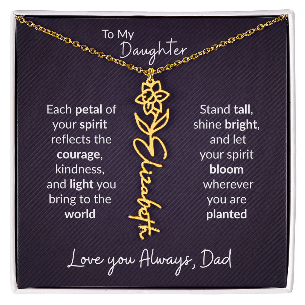 To My Daughter Flower Name Necklace – Dad to Daughter Gift