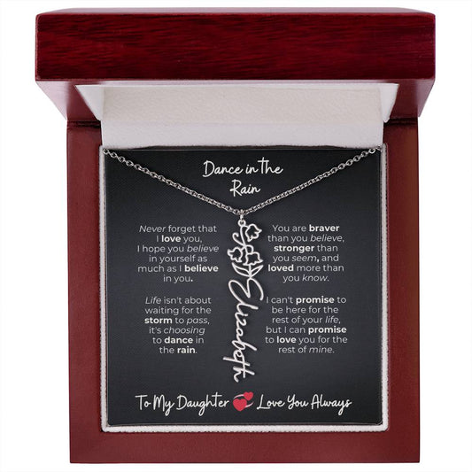To My Daughter | A Gift That Says What Words Can't – Personalized Birth Flower Name Necklace