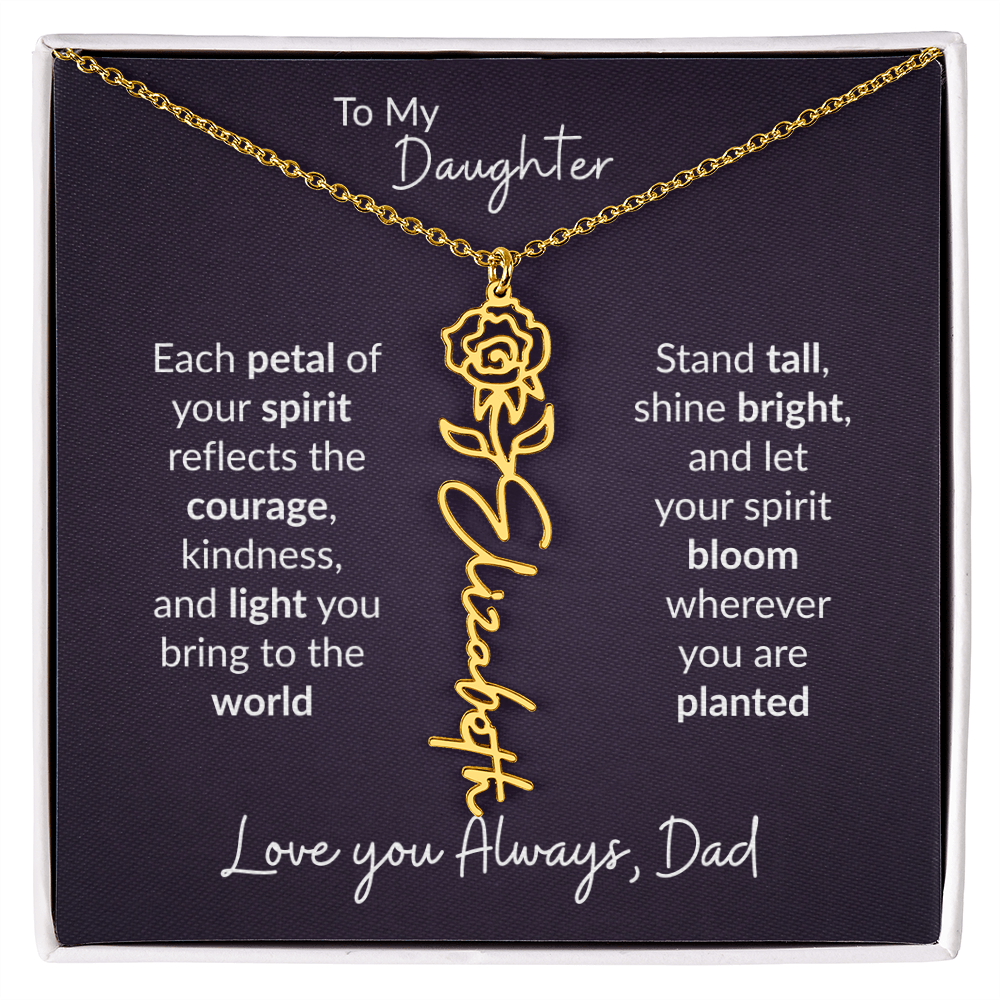 To My Daughter Flower Name Necklace – Dad to Daughter Gift