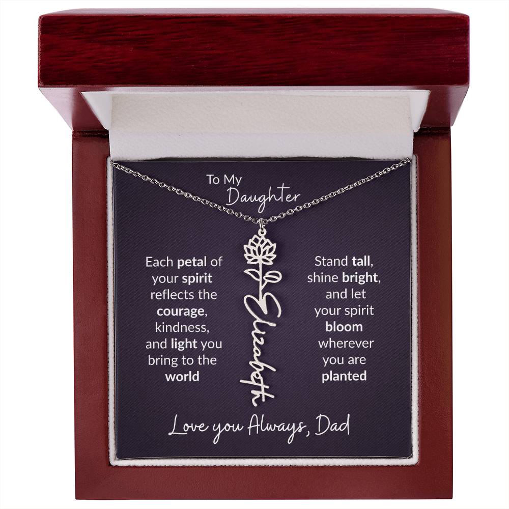 To My Daughter Flower Name Necklace – Dad to Daughter Gift