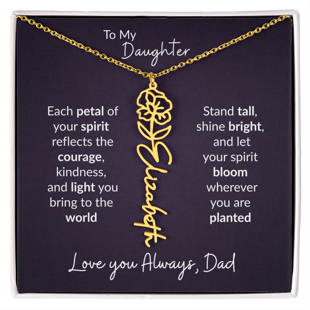 To My Daughter Flower Name Necklace – Dad to Daughter Gift