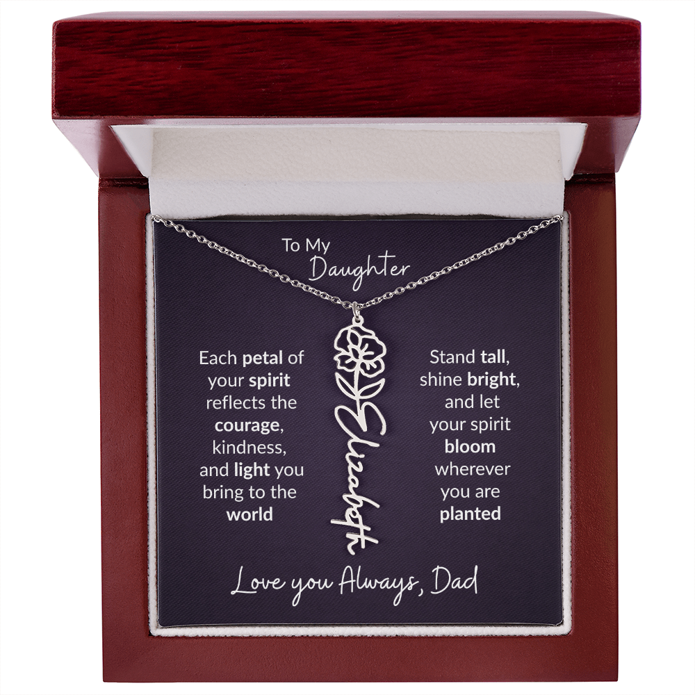 To My Daughter Flower Name Necklace – Dad to Daughter Gift