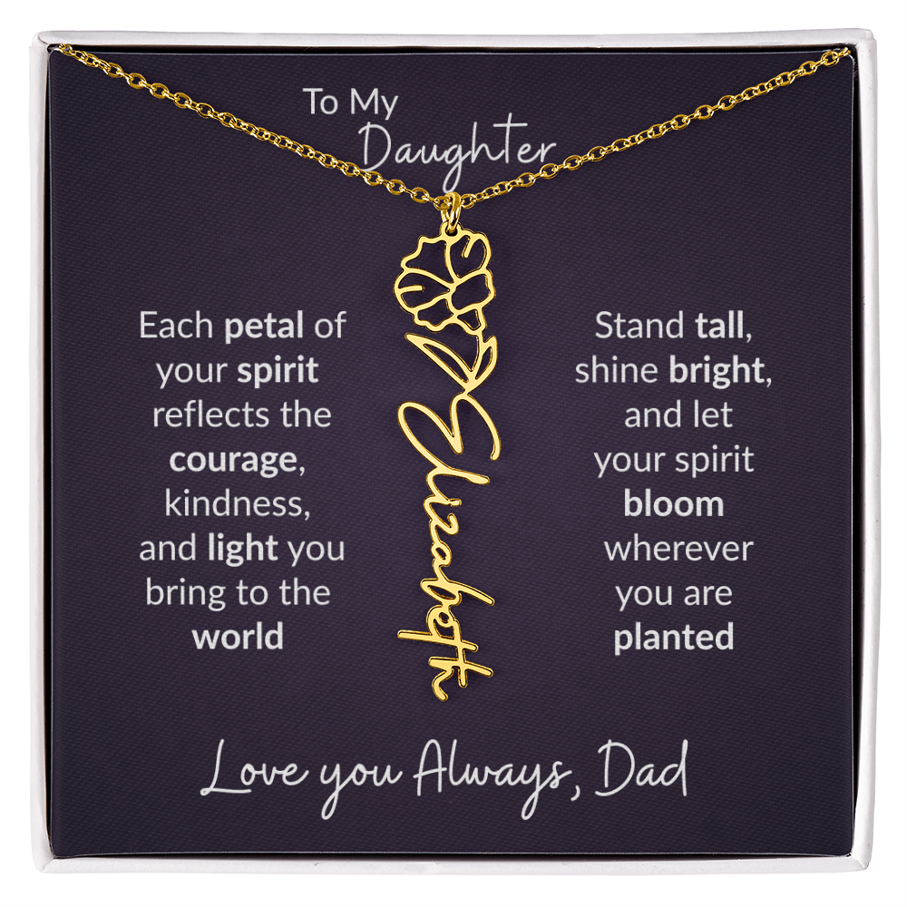 To My Daughter Flower Name Necklace – Dad to Daughter Gift