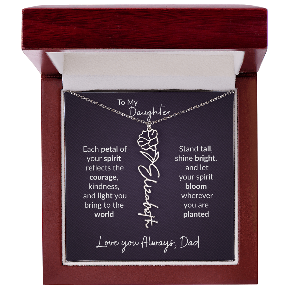 To My Daughter Flower Name Necklace – Dad to Daughter Gift