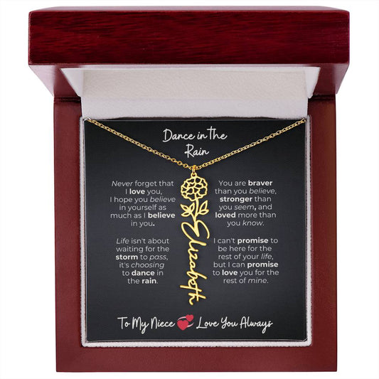 To My Niece | A Gift That Says What Words Can't – Personalized Birth Flower Name Necklace