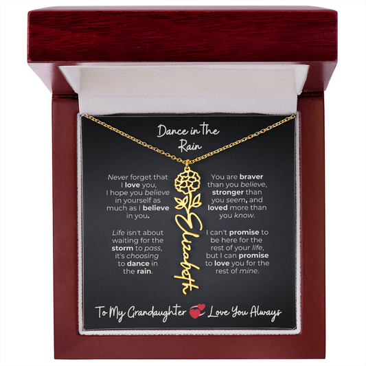 To My Granddaughter | A Gift That Says What Words Can't – Personalized Birth Flower Name Necklace