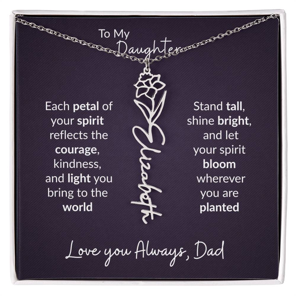 To My Daughter Flower Name Necklace – Dad to Daughter Gift