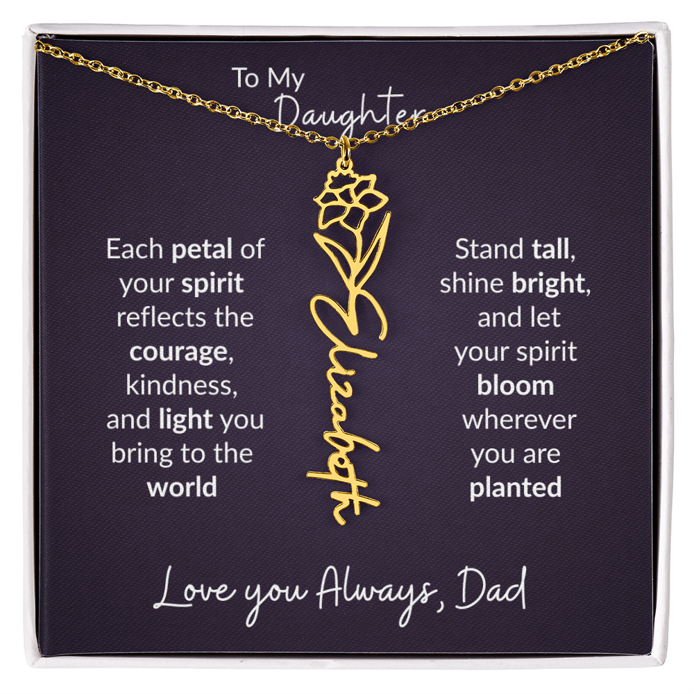 To My Daughter Flower Name Necklace – Dad to Daughter Gift
