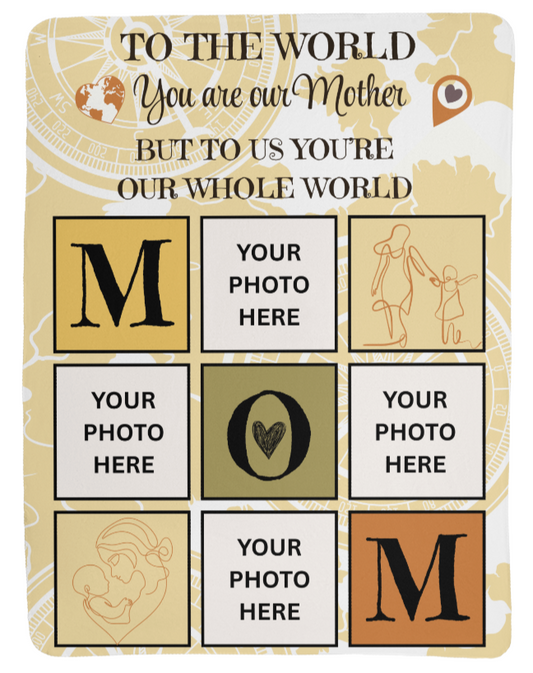 Custom Photo Blanket for Mom | Add 4 Photos | A Warm Fuzzy Hug