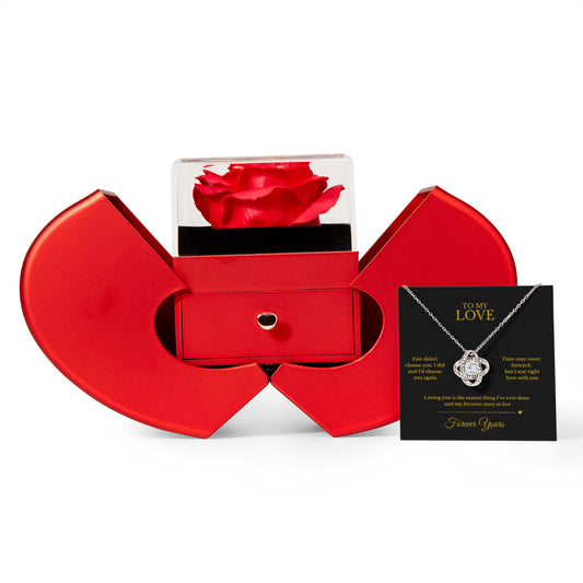 “To My Love” Necklace Gift – Message Card & Keepsake Rose Box for Her