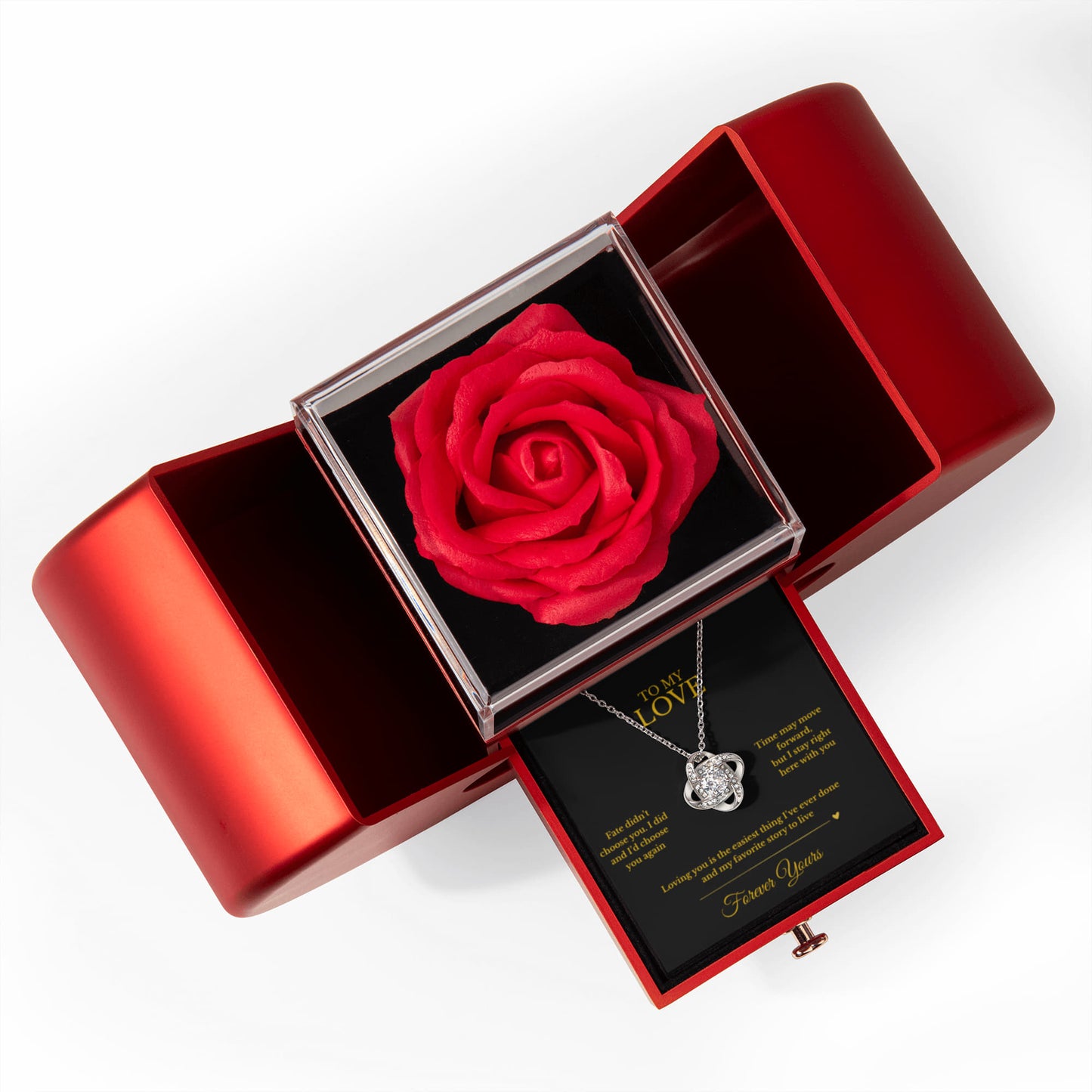 “To My Love” Necklace Gift – Message Card & Keepsake Rose Box for Her
