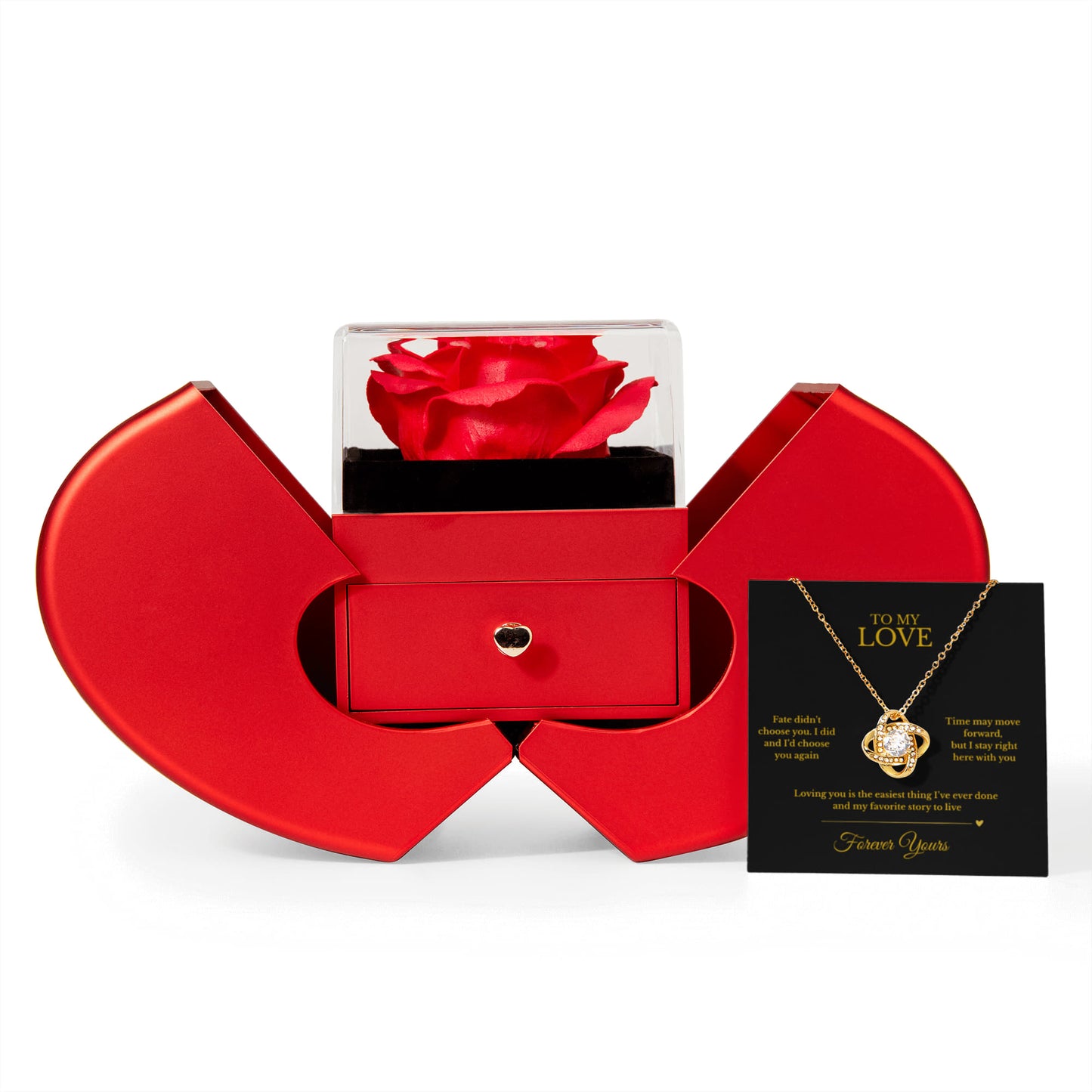“To My Love” Necklace Gift – Message Card & Keepsake Rose Box for Her