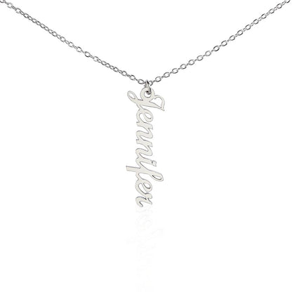 Personalized Vertical Name Necklace – Custom Script Pendant (Up to 4 Names)