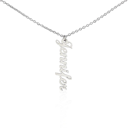 Personalized Vertical Name Necklace – Custom Script Pendant (Up to 4 Names)