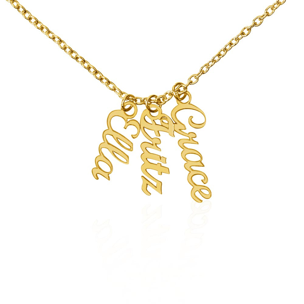 Personalized Vertical Name Necklace – Custom Script Pendant (Up to 4 Names)