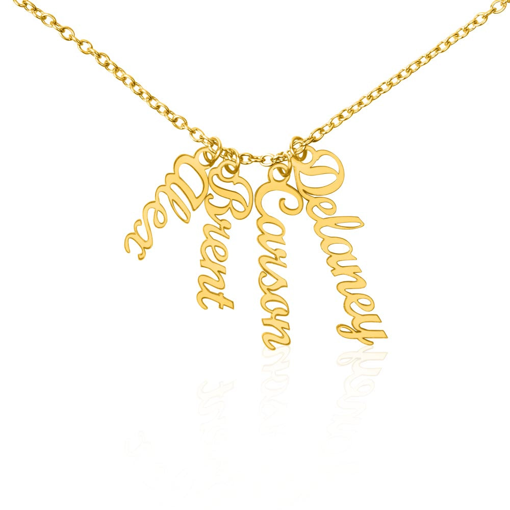Personalized Vertical Name Necklace – Custom Script Pendant (Up to 4 Names)