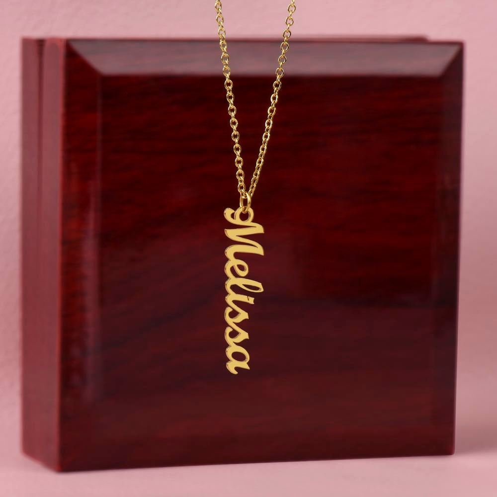 Personalized Vertical Name Necklace – Custom Script Pendant (Up to 4 Names)