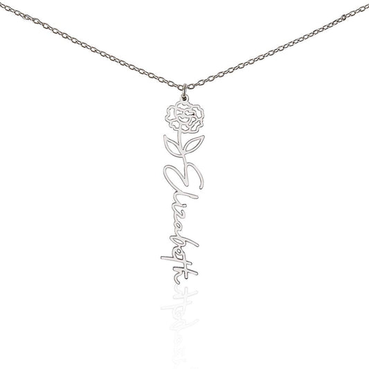 Birth Flower Name Necklace | Custom Name and Birth Flower