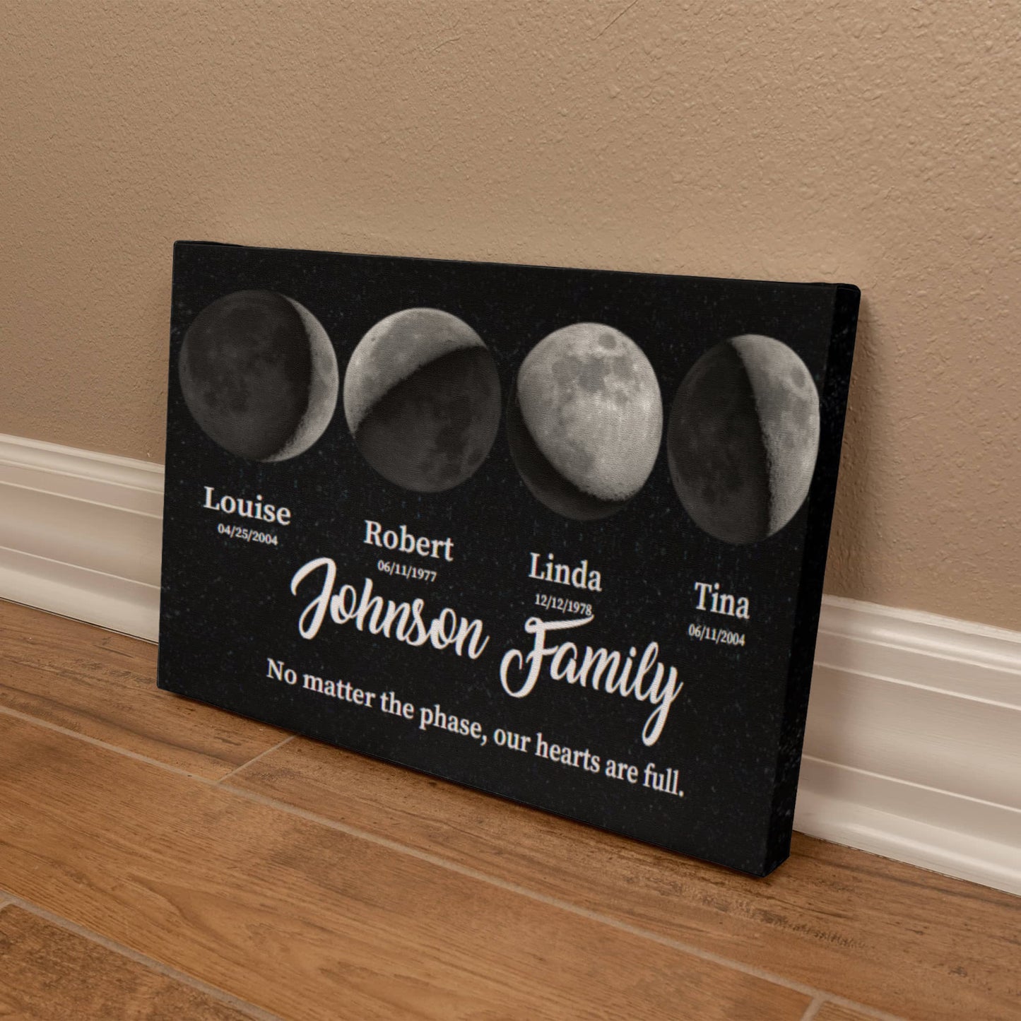 Personalized Family Moon Phase Canvas – Custom Gift