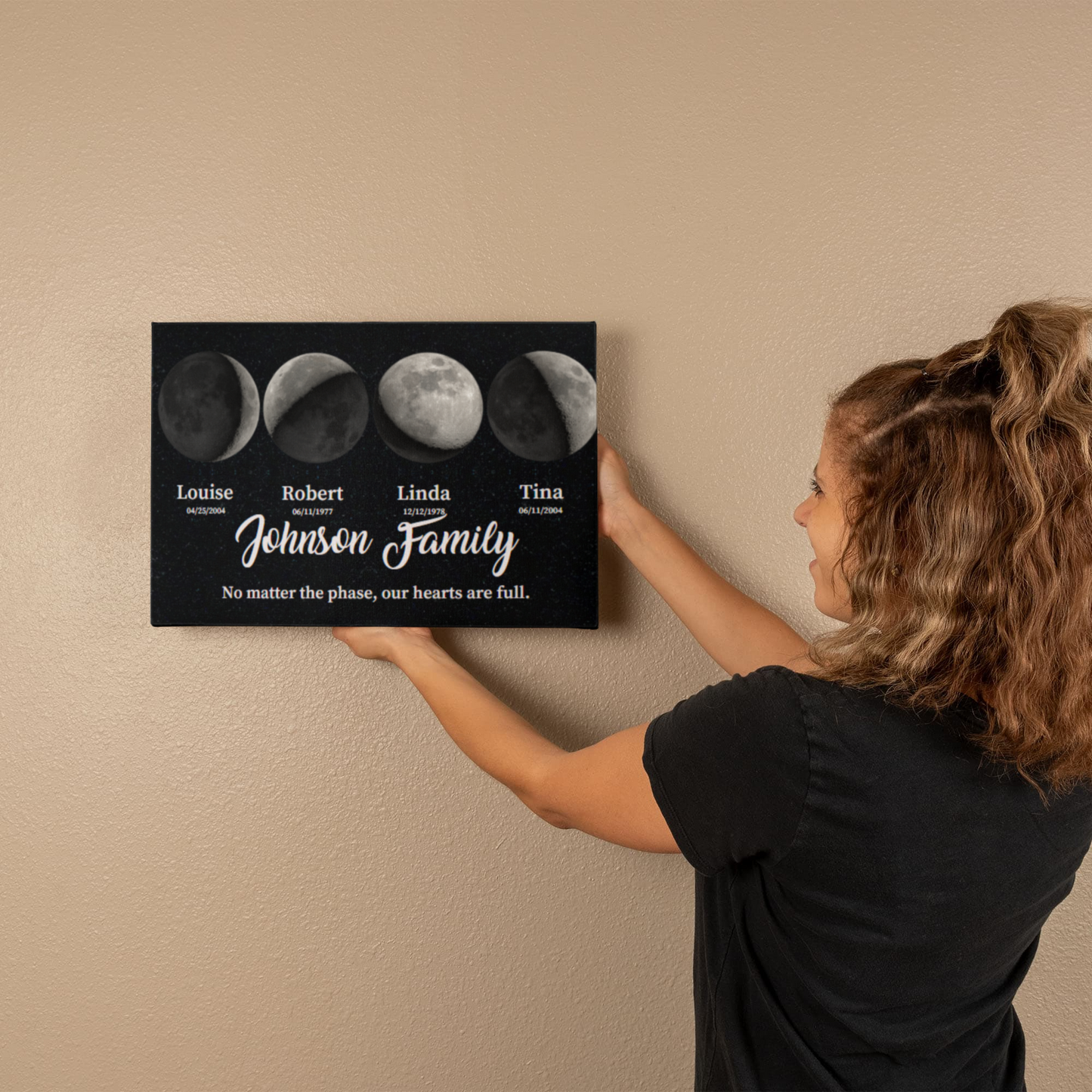 Personalized Family Moon Phase Canvas – Custom Gift