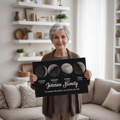 Personalized Family Moon Phase Canvas – Custom Gift