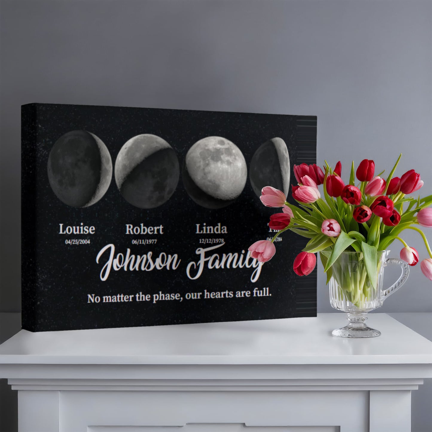 Personalized Family Moon Phase Canvas – Custom Gift