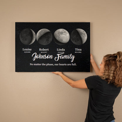 Personalized Family Moon Phase Canvas – Custom Gift