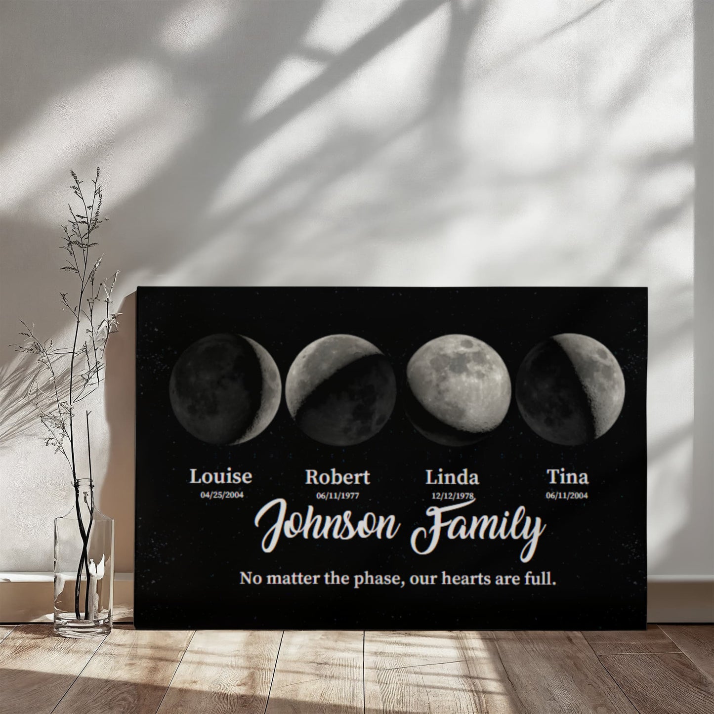 Personalized Family Moon Phase Canvas – Custom Gift