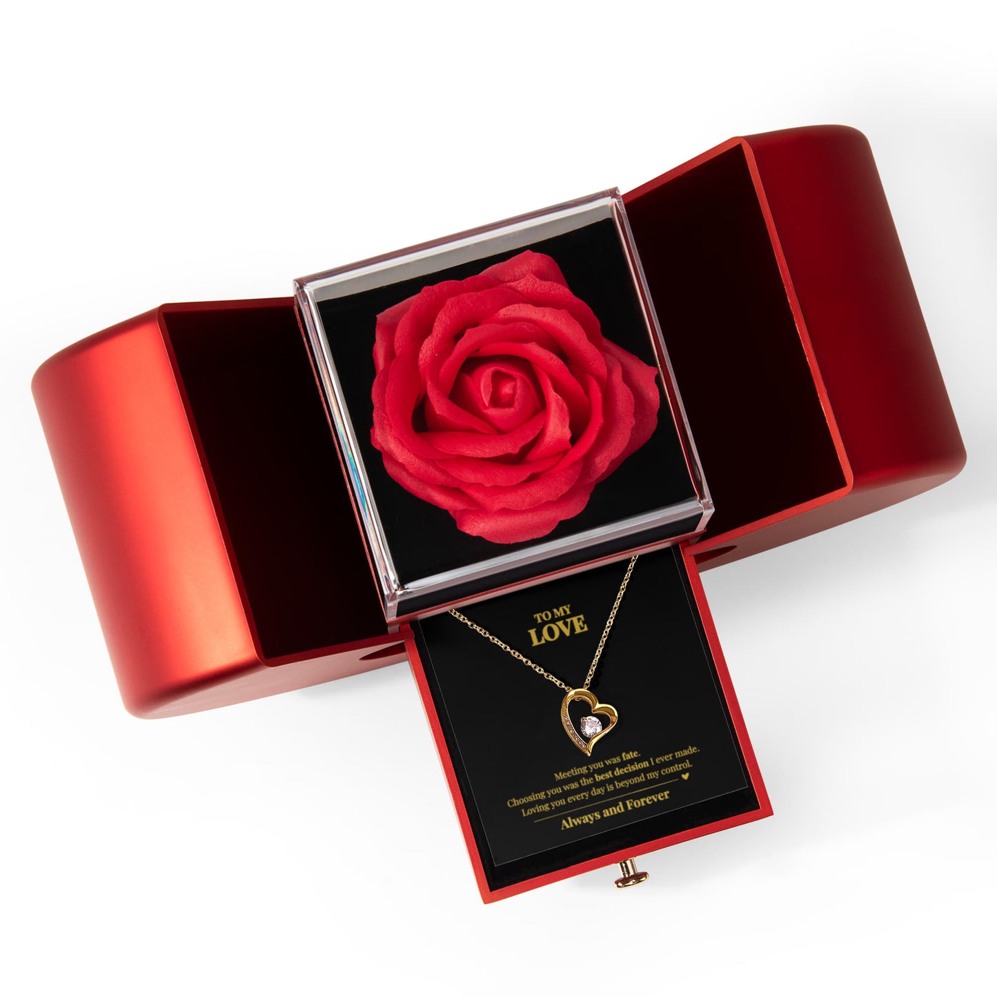 Forever Love Necklace with Romantic Heart Rose Box – Meaningful Gift for the Love of Your Life