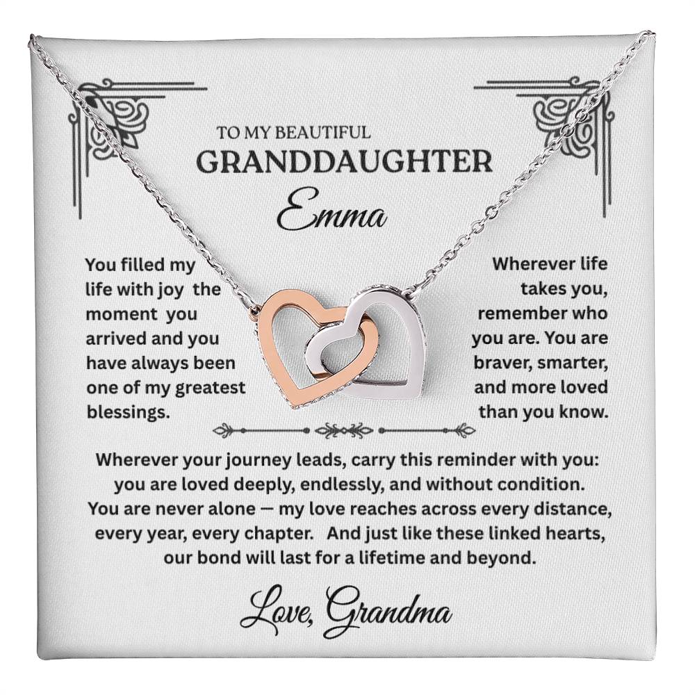 Interlocking Hearts Necklace for Granddaughter – Personalized Message Card Gift