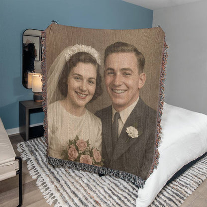 Heirloom Woven Photo Blanket – Turn Restored Memories into Cozy Keepsakes