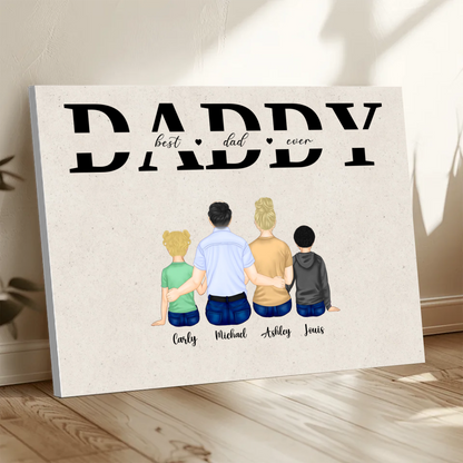 Personalized Dad Canvas – Custom Gift from 1 to 3 Kids